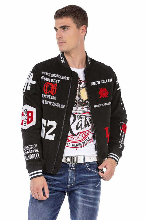 CJ274 Embroidered Stamp College Men's Coat