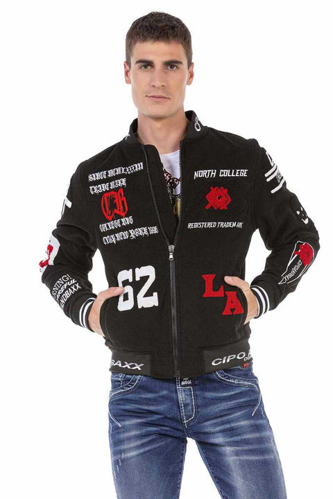 CJ274 Embroidered Stamp College Men's Coat