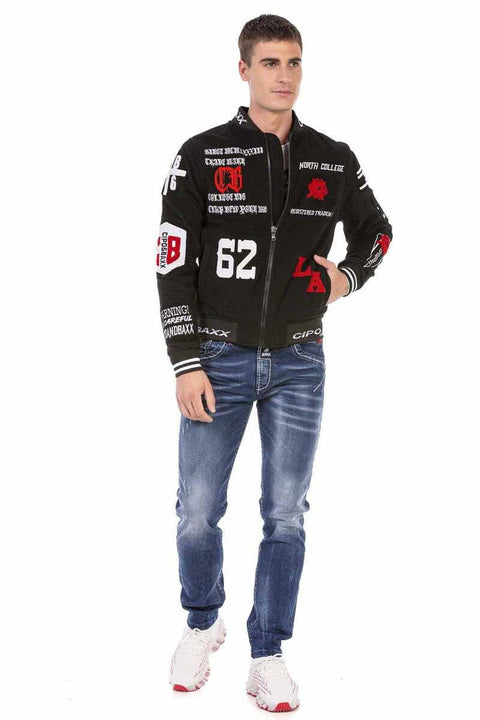 CJ274 Embroidered Stamp College Men's Coat