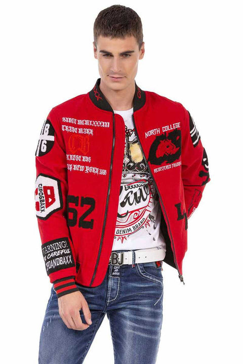 CJ274 Embroidered Stamp College Men's Coat