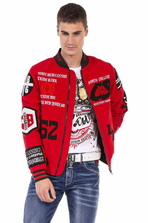 CJ274 Embroidered Stamp College Men's Coat