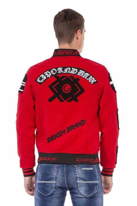 CJ274 Embroidered Stamp College Men's Coat