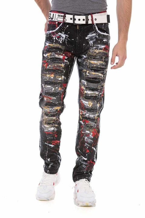 CD715 Biker Style Flashy Men's Jean Trousers