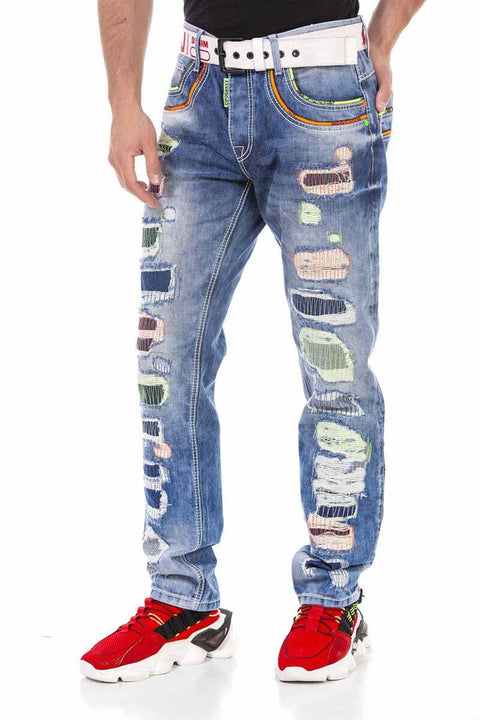 CD720 Neon Detailed Men's Jean Trousers