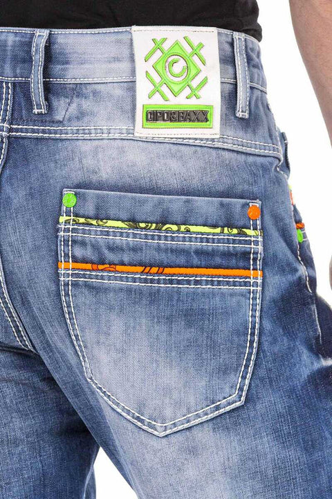 CD720 Neon Detailed Men's Jean Trousers
