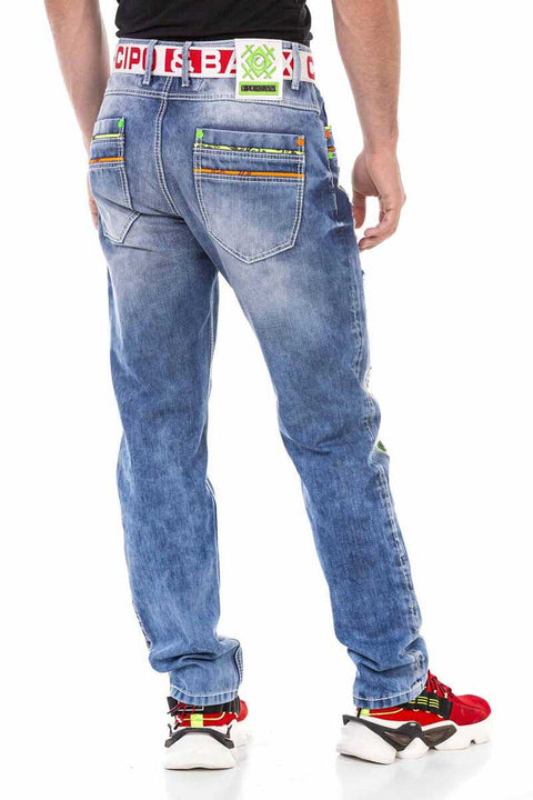 CD720 Neon Detailed Men's Jean Trousers