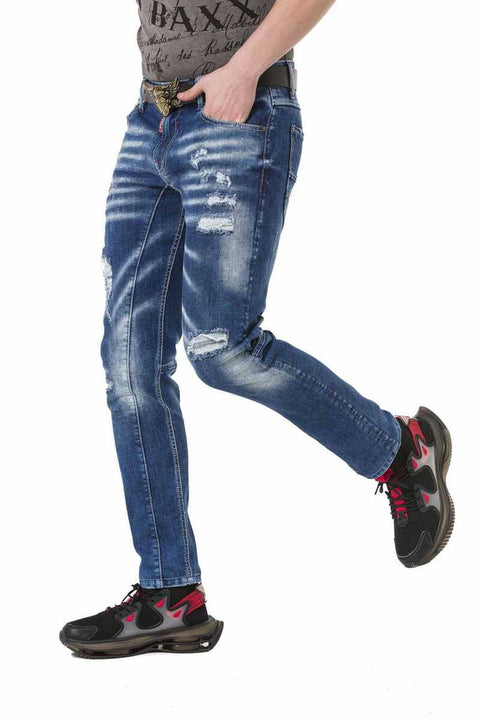 CD781 Ripped Patched Men's Jean Trousers