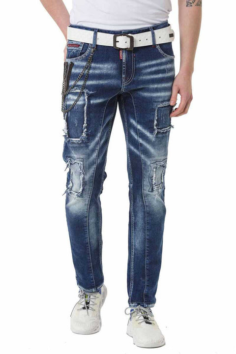 CD782 Ripped Patched Men's Jean Trousers