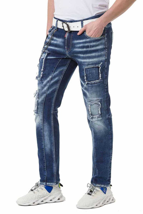 CD782 Ripped Patched Men's Jean Trousers