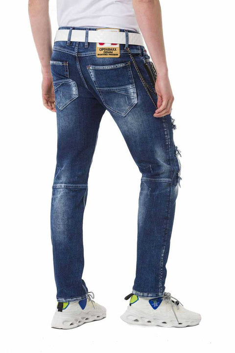 CD782 Ripped Patched Men's Jean Trousers