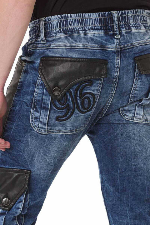 CD790 Elastic Leg Cargo Pocket Men's Jean Trousers