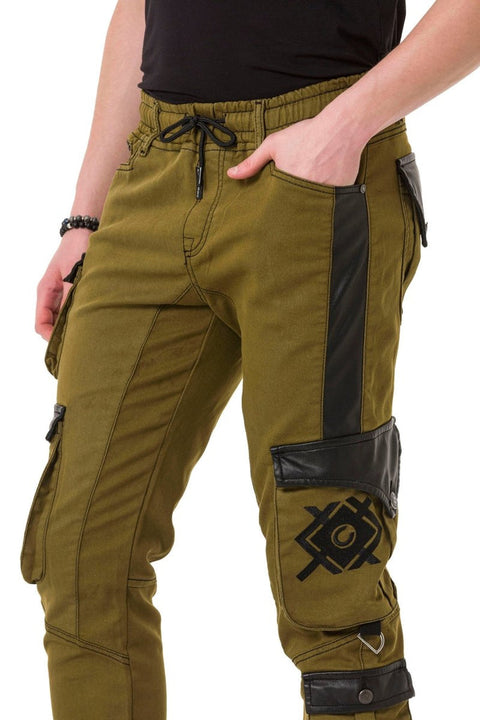 CD790 Elastic Leg Cargo Pocket Men's Jean Trousers