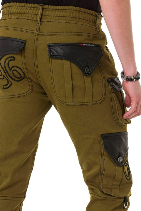 CD790 Elastic Leg Cargo Pocket Men's Jean Trousers