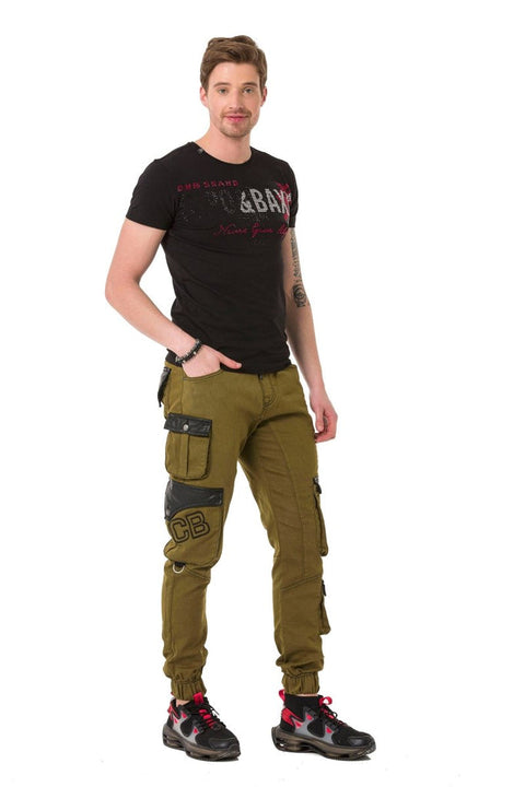CD790 Elastic Leg Cargo Pocket Men's Jean Trousers