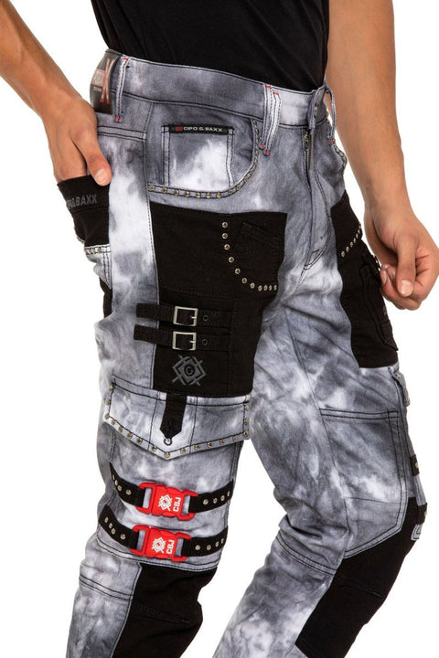 CD805 Piece Cargo Pocket Batik Jean Trousers