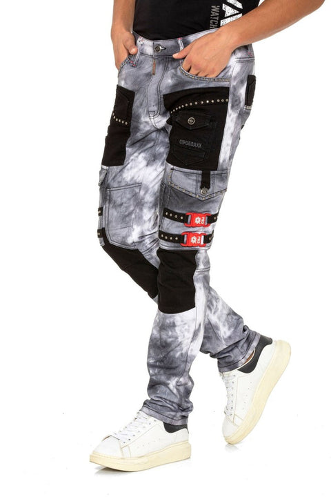CD805 Piece Cargo Pocket Batik Jean Trousers