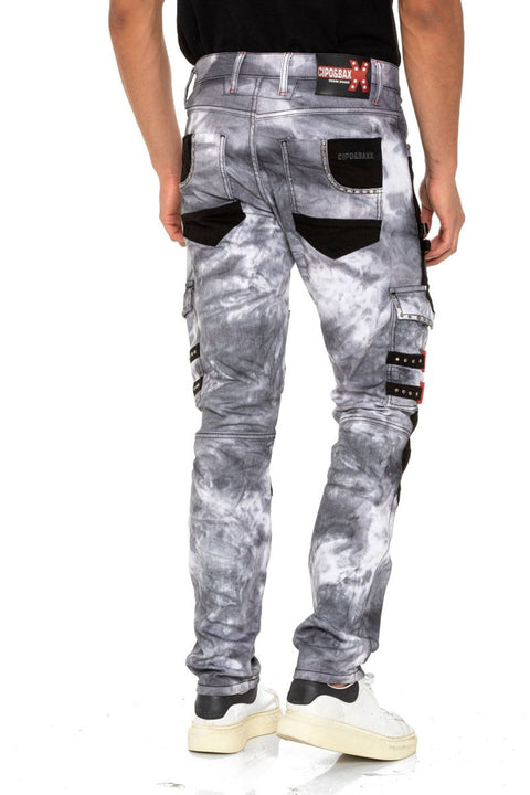 CD805 Piece Cargo Pocket Batik Jean Trousers