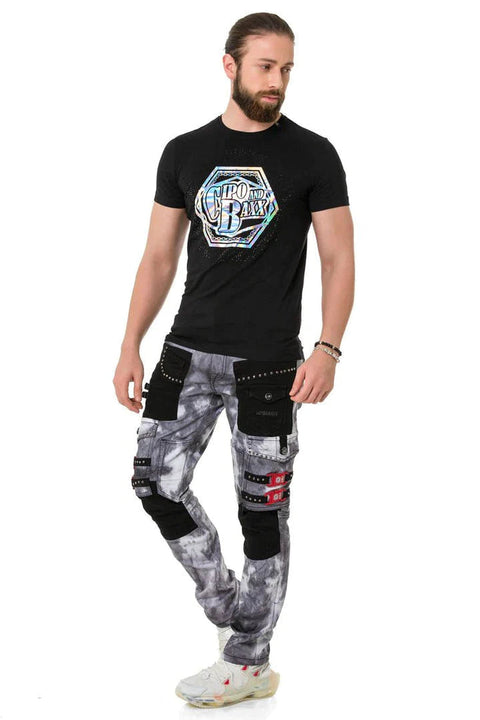 CD805 Piece Cargo Pocket Batik Jean Trousers