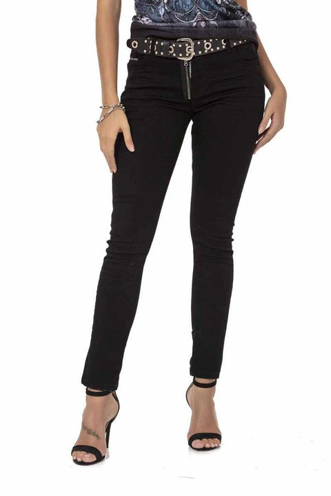 WD444 Women's Black Mom Jean Trousers