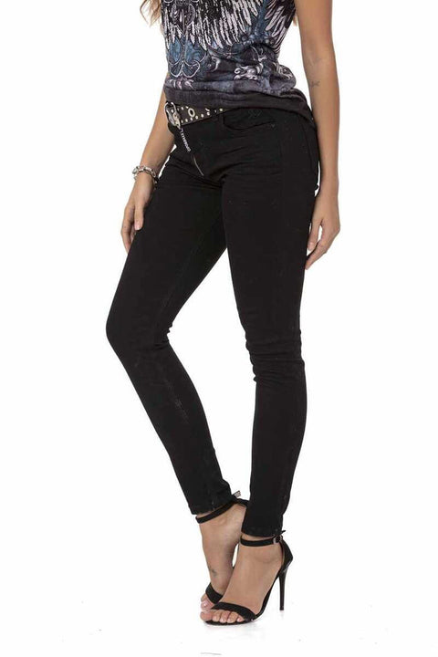 WD444 Women's Black Mom Jean Trousers