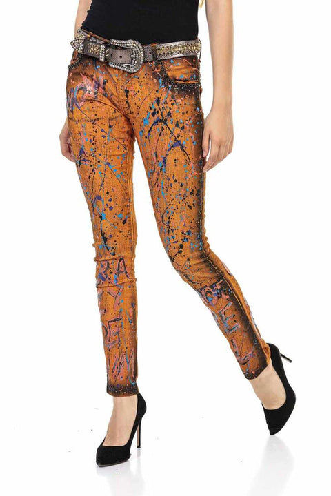 WD445 Orange Slim Fit Women's Jean Trousers