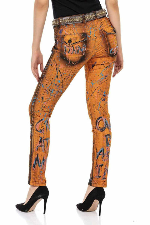 WD445 Orange Slim Fit Women's Jean Trousers
