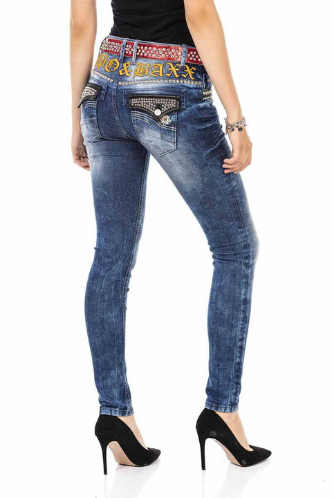 WD466 Women's Trousers with Stone Detail on Pockets