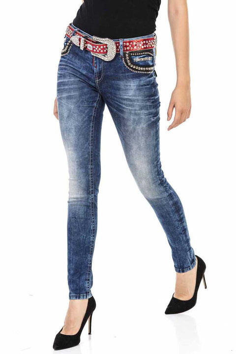 WD466 Women's Trousers with Stone Detail on Pockets