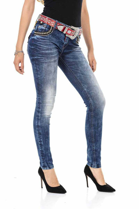 WD466 Women's Trousers with Stone Detail on Pockets