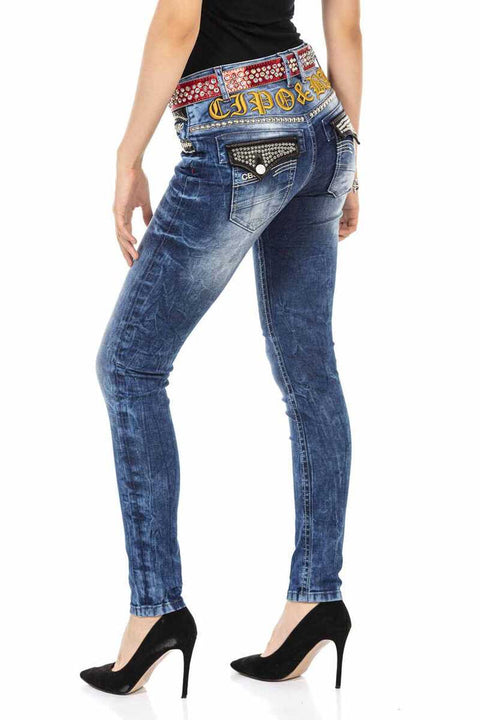 WD466 Women's Trousers with Stone Detail on Pockets