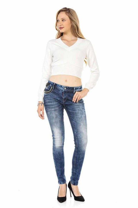 WD466 Women's Trousers with Stone Detail on Pockets