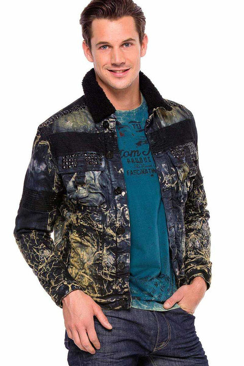 CJ245 Variegated Fur Men's Denim Jacket
