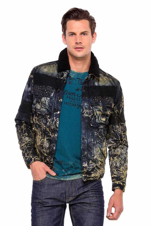 CJ245 Variegated Fur Men's Denim Jacket