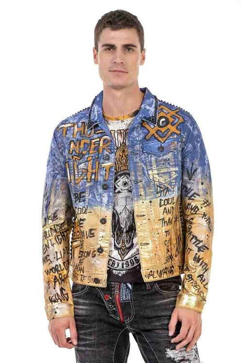 CJ265 Golden Blue Painting Denim Jacket