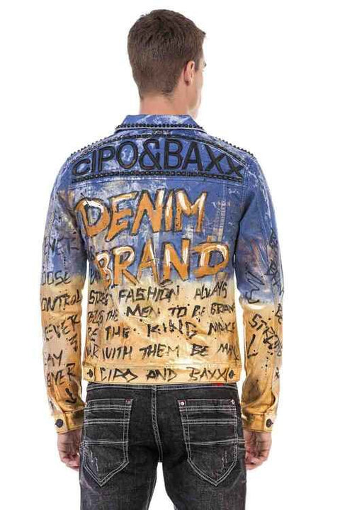 CJ265 Golden Blue Painting Denim Jacket