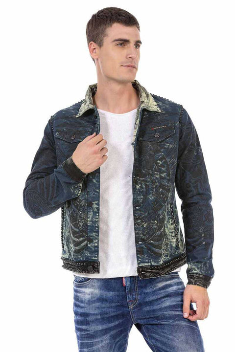 CJ272 Dark Printed Men's Denim Jacket