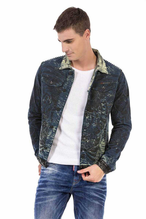 CJ272 Dark Printed Men's Denim Jacket