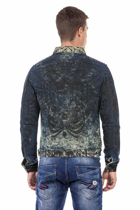CJ272 Dark Printed Men's Denim Jacket