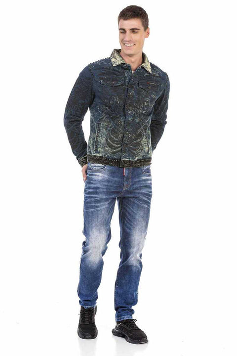 CJ272 Dark Printed Men's Denim Jacket