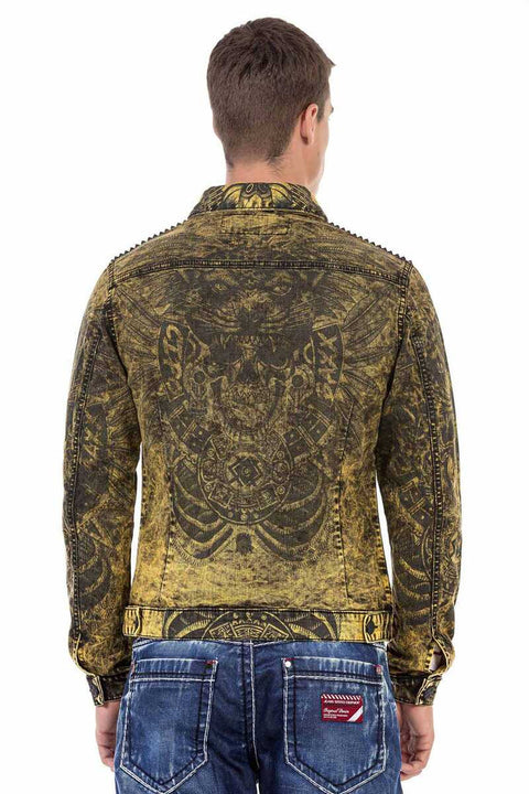 CJ273 Washed Print Men's Denim Jacket