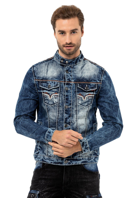 CJ279 Detailed Men's Jeans Jacket