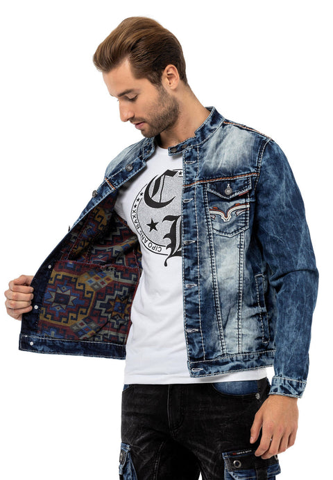 CJ279 Detailed Men's Jeans Jacket