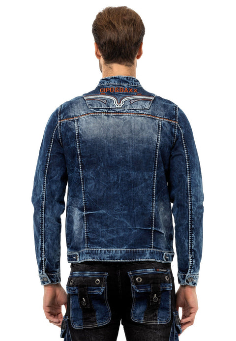 CJ279 Detailed Men's Jeans Jacket