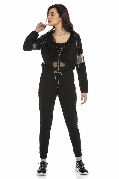 WLR138 Women's Black Tracksuit Set