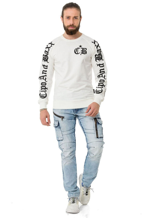 CL370 Embroidered Crew Neck Thick Men's Sweatshirt