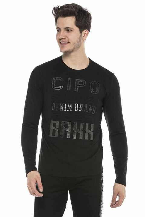 CL374 Silver Glitter Embossed Printed Sweatshirt