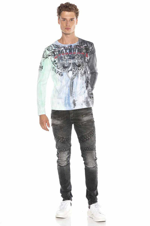 CL408 Royalty Patterned Long Sleeve T-Shirt