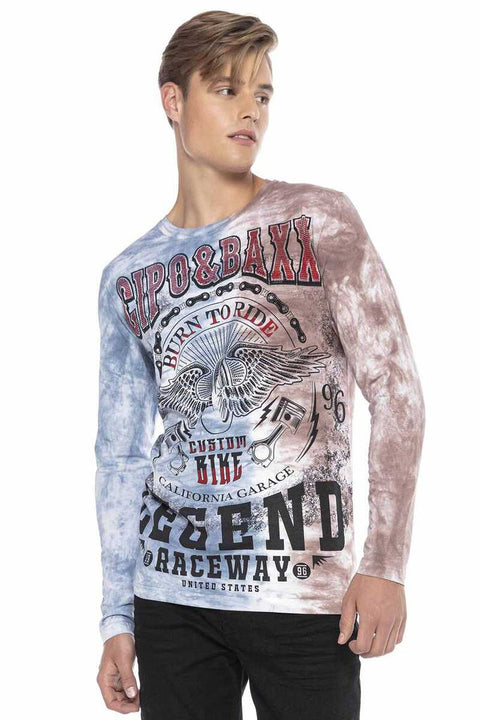 CL410 Biker Style Printed Men's Long Sleeve T-Shirt