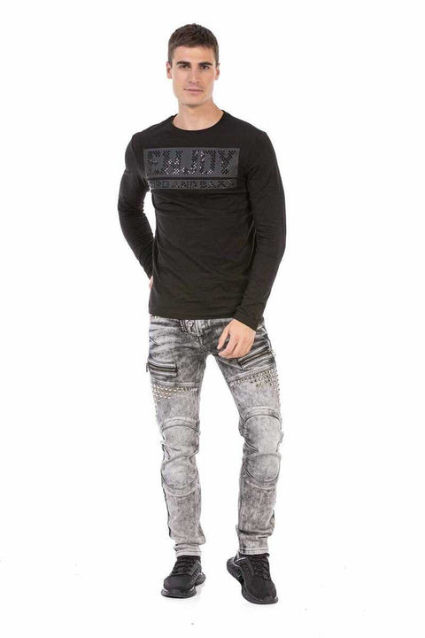 CL474 Black Color Stone Sweatshirt