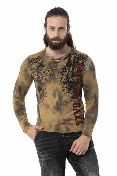 CL524 V-Neck Patterned Sweatshirt